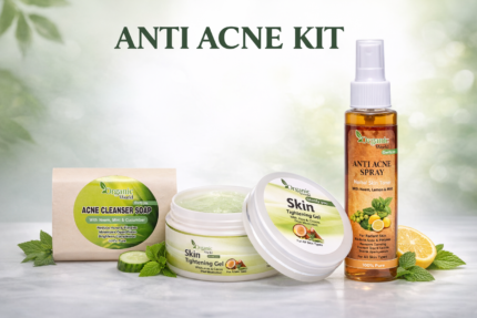 Anti Acne Kit by Organic World including toner, acne cleanser soap and skin tightening gel for oily and acne-prone skin